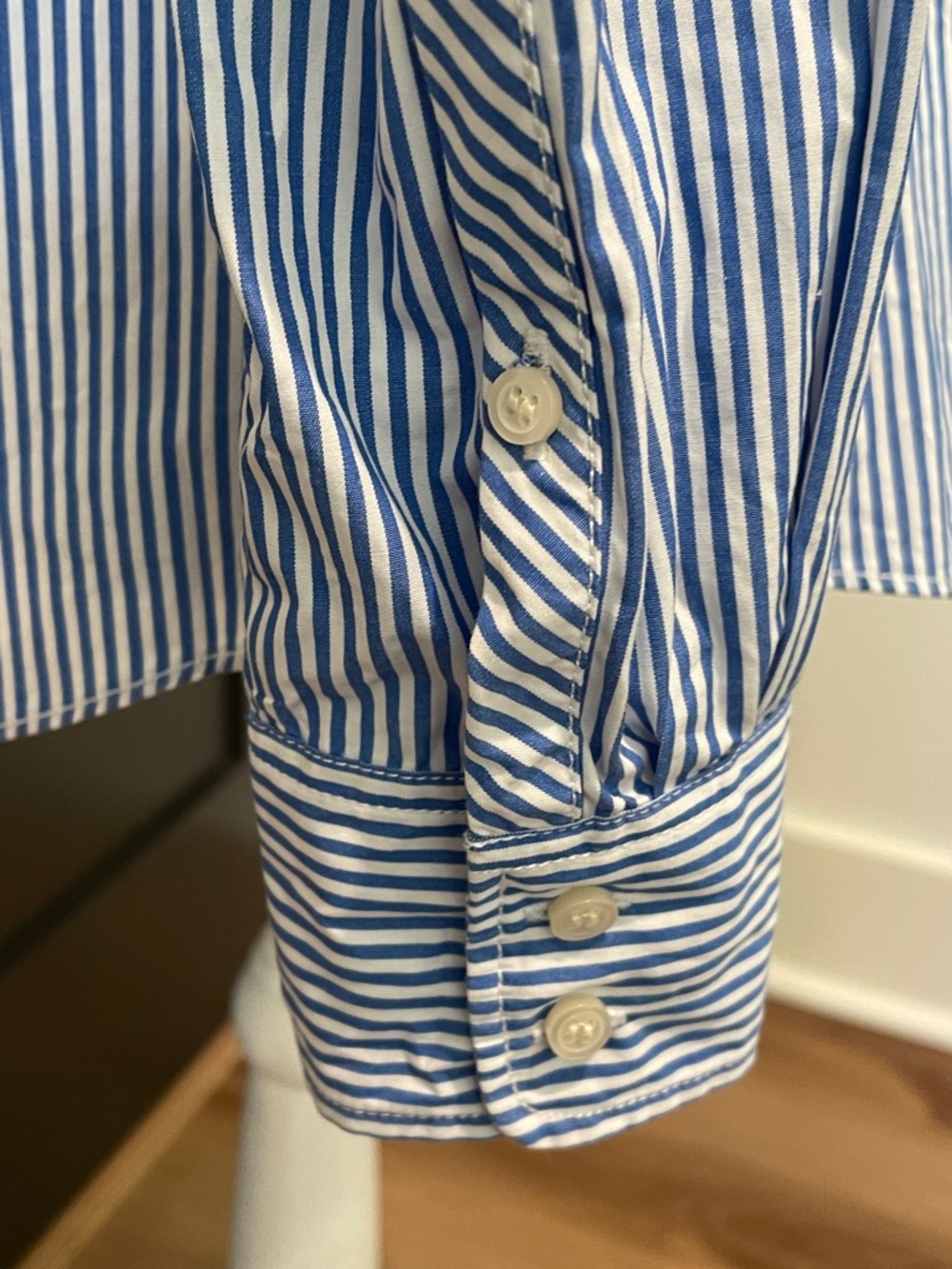 J.Crew Cotton Preppy Blue and White Striped Button Down Shirt Size S - Picture 4 of 7